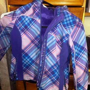 Snozu Purple and Blue Plaid Kids Raincoat